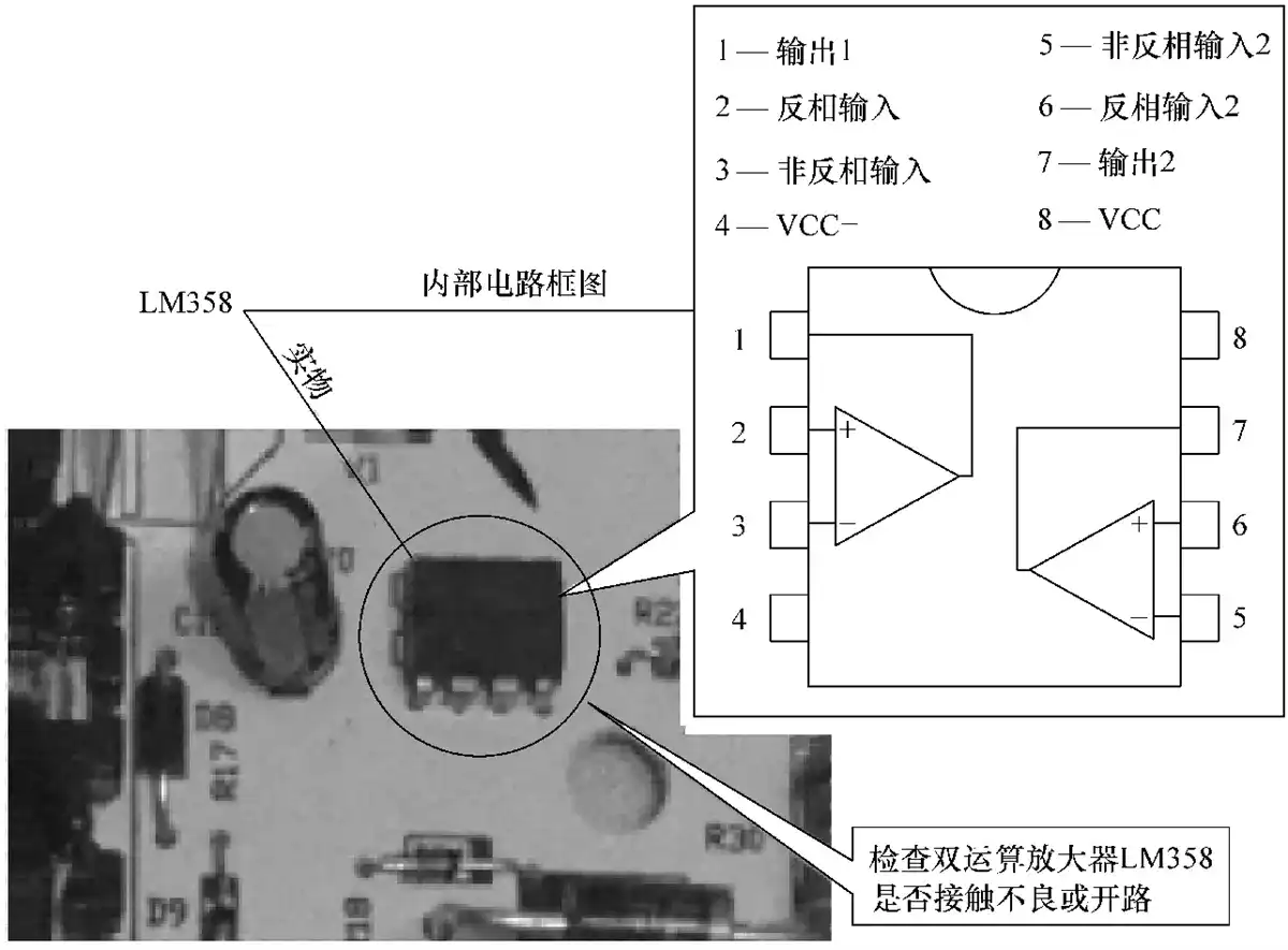 双运算放大器LM358实物及内部电路框图